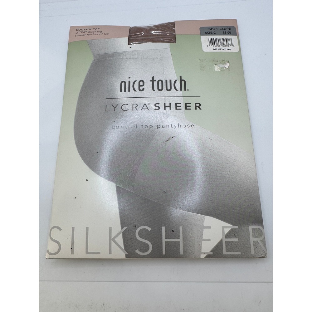 Nice Touch Lycra Sheer Control Top Pantyhose Soft Taupe Size C Silksheer